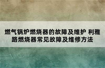 燃气锅炉燃烧器的故障及维护 利雅路燃烧器常见故障及维修方法